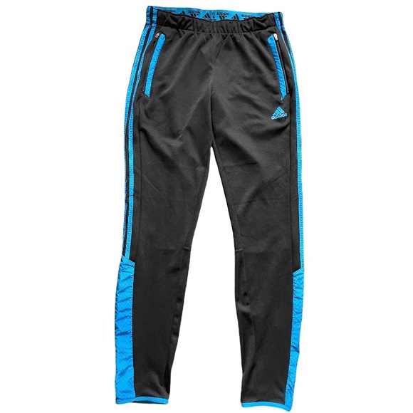 adidas Pants - Adidas Speedtrick 3-Stripes Soccer Track Pants Black and Blue